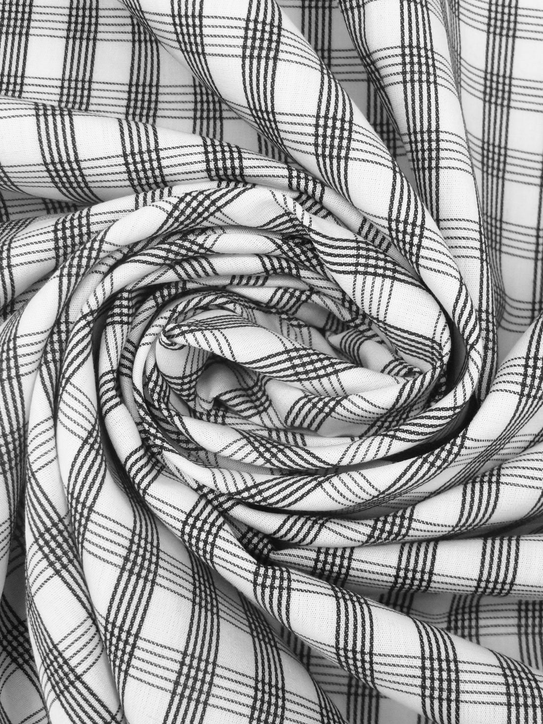 Black/White 100% Cotton Plaid Weave Yarn-Dyed Shirting - NY Designer - 59W