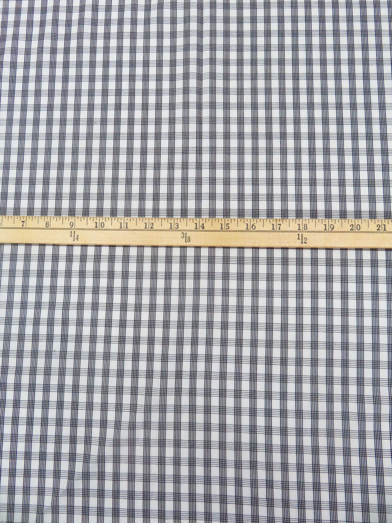 Black/White 100% Cotton Plaid Weave Yarn-Dyed Shirting - NY Designer - 59W