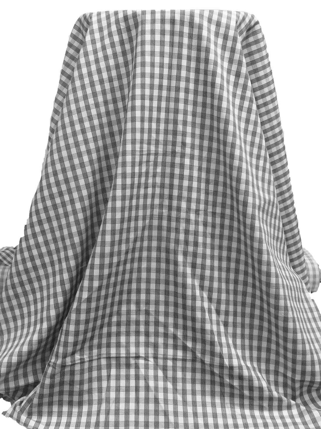 Black/White 100% Cotton Plaid Weave Yarn-Dyed Shirting - NY Designer - 59W