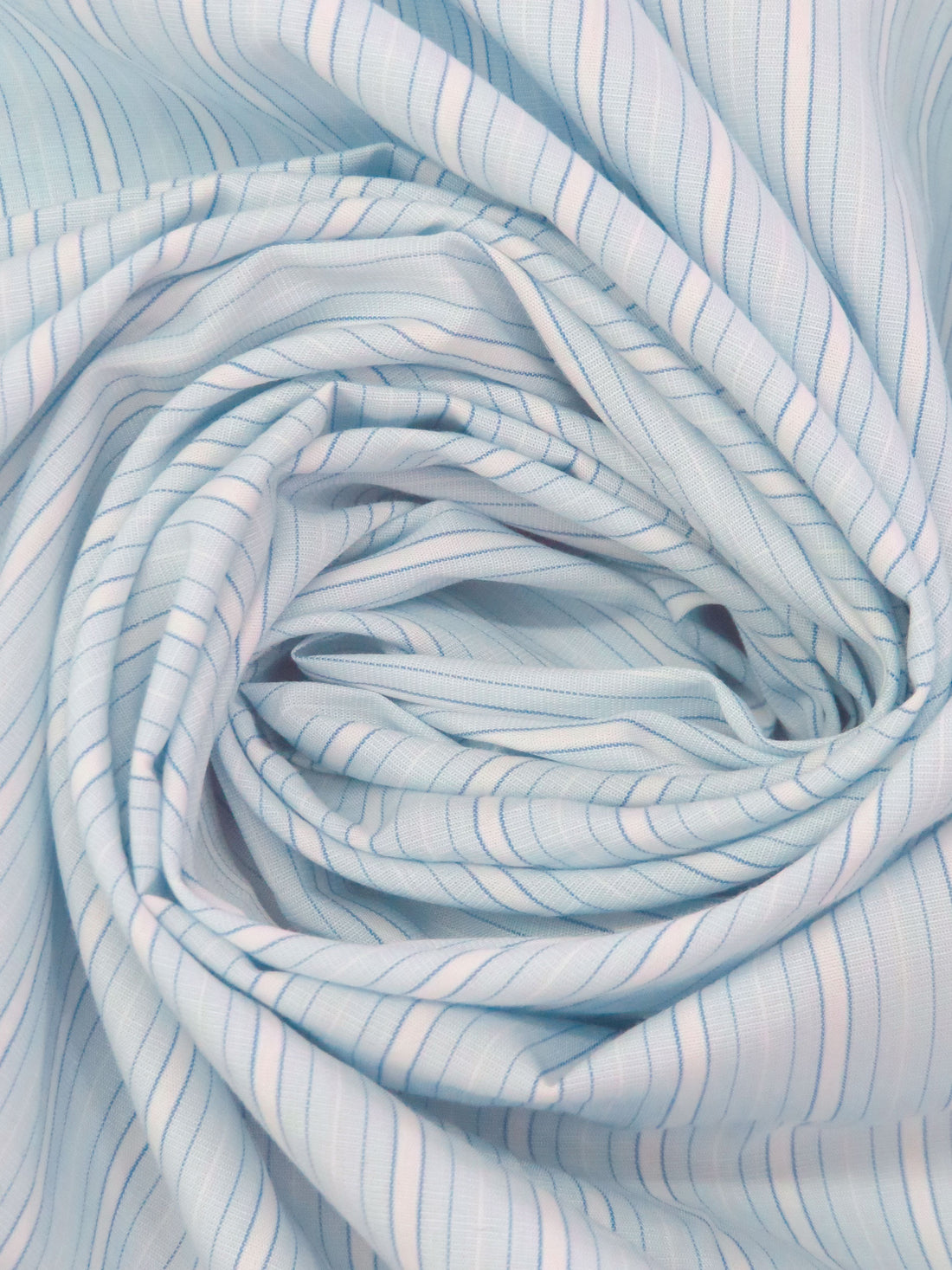 Light Blue/Cornflower/White 100% Cotton Vertical Stripe Weave Yarn-Dyed Shirting - NY Designer - 59W