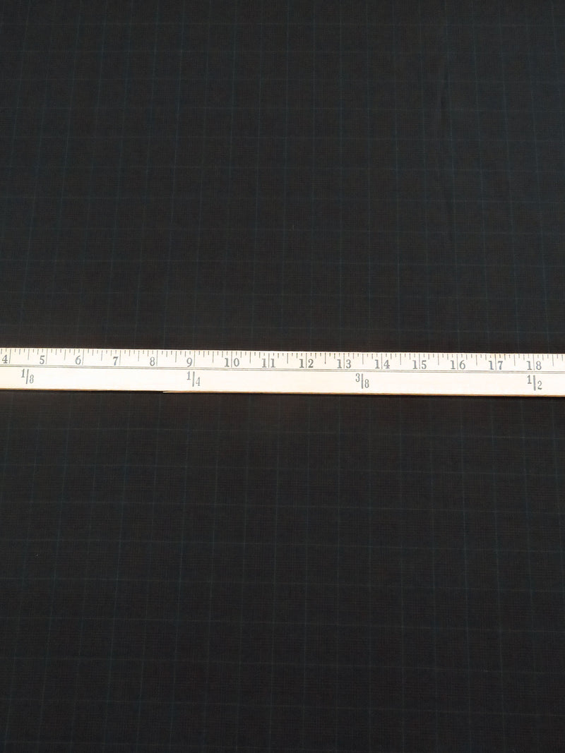 Black/Dark Charcoal Gray/Dark Imperial Blue 100% Worsted Wool Plaid Weave Tropical Weight Suiting - NY Designer - 60W