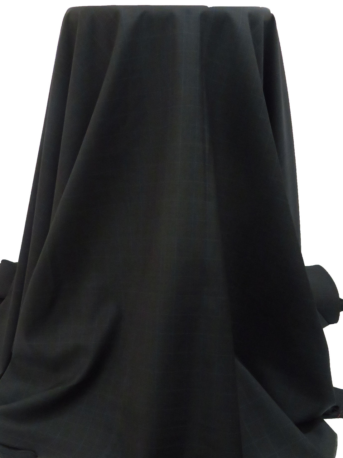 Black/Dark Charcoal Gray/Dark Imperial Blue 100% Worsted Wool Plaid Weave Tropical Weight Suiting - NY Designer - 60W