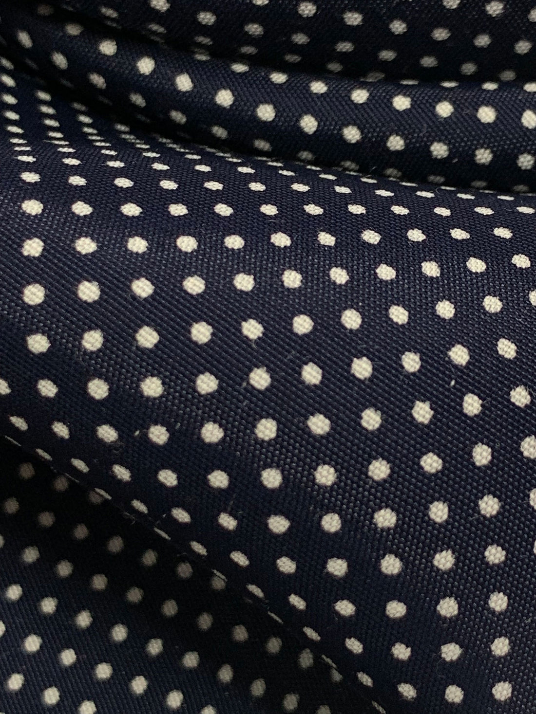 Dark Navy/White 100% Rayon Mini Polka Dot Shirting - NY Designer - 57W