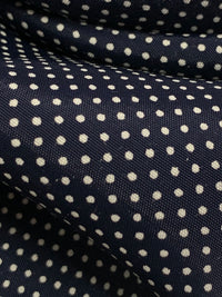 Dark Navy/White 100% Rayon Mini Polka Dot Shirting - NY Designer - 57W