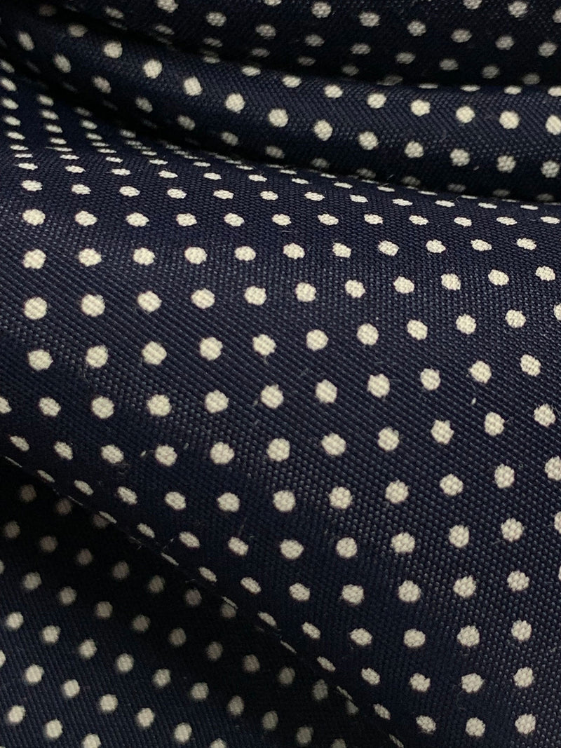 Dark Navy/White 100% Rayon Mini Polka Dot Shirting - NY Designer - 57W