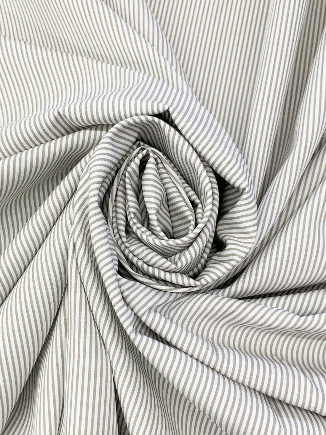 Taupe/White 100% Cotton Vertical Stripe Shirting - NY Designer - 58W