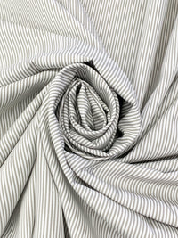 Taupe/White 100% Cotton Vertical Stripe Shirting - NY Designer - 58W