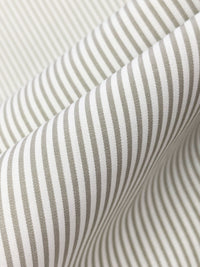 Taupe/White 100% Cotton Vertical Stripe Shirting - NY Designer - 58W