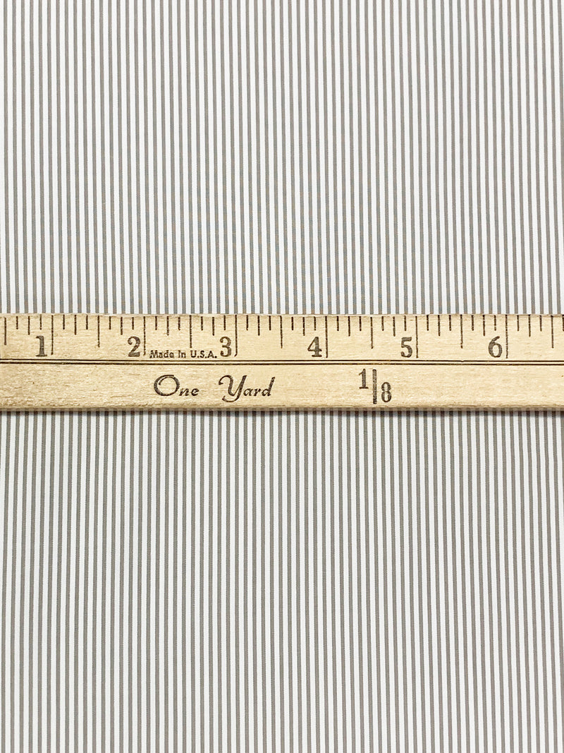 Taupe/White 100% Cotton Vertical Stripe Shirting - NY Designer - 58W