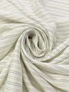 Alabaster/Tan/Cool Gray Silk/Cotton Horizontal Stripe Broadcloth Shirting - NY Designer - 54W