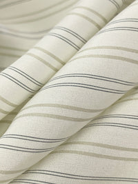 Alabaster/Tan/Cool Gray Silk/Cotton Horizontal Stripe Broadcloth Shirting - NY Designer - 54W