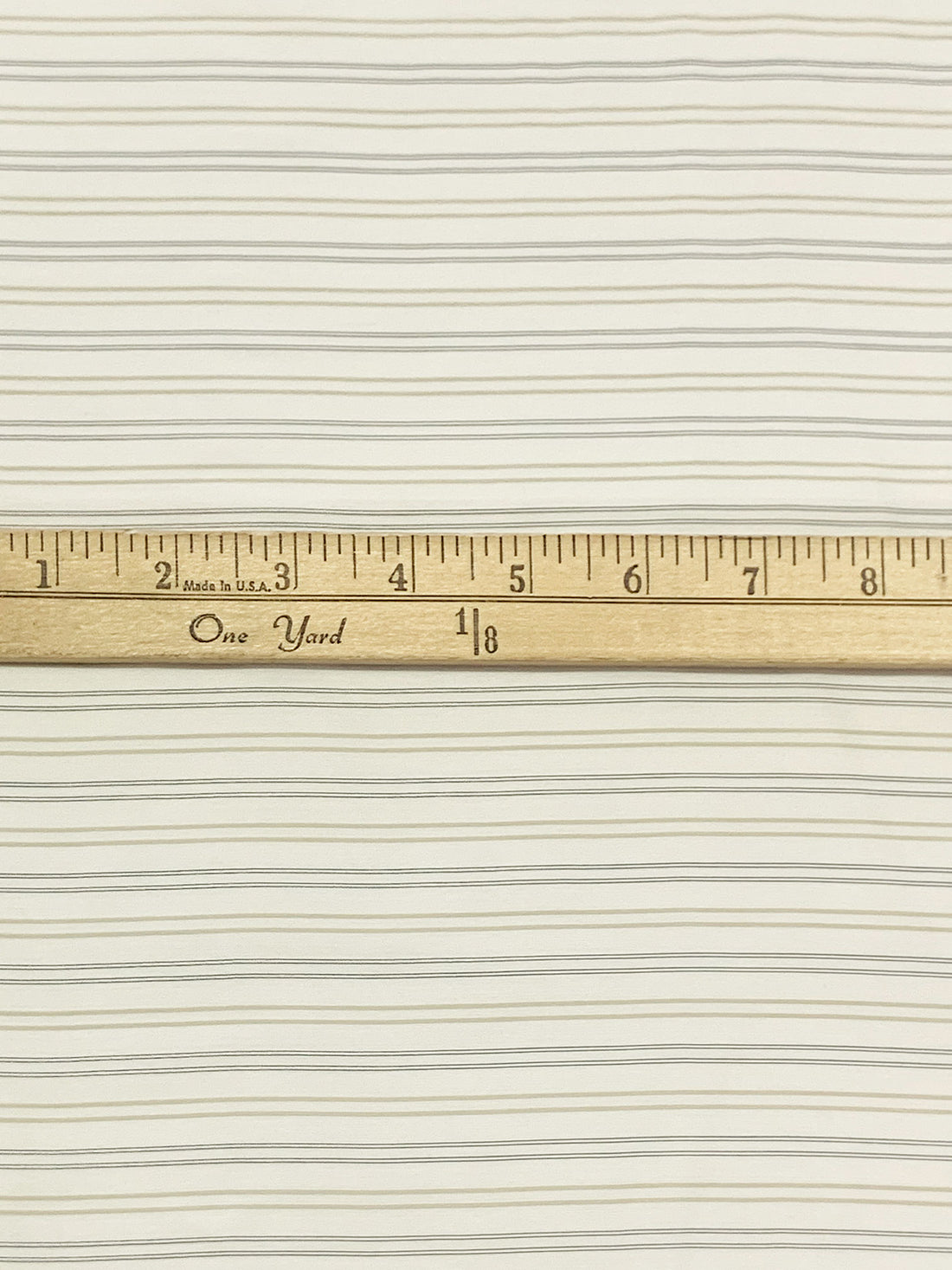 Alabaster/Tan/Cool Gray Silk/Cotton Horizontal Stripe Broadcloth Shirting - NY Designer - 54W
