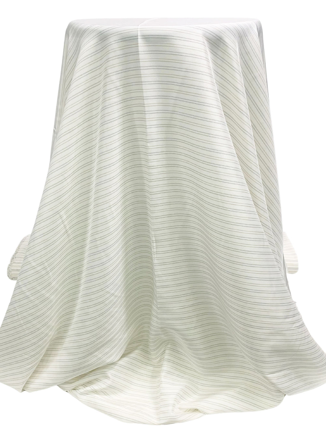 Alabaster/Tan/Cool Gray Silk/Cotton Horizontal Stripe Broadcloth Shirting - NY Designer - 54W