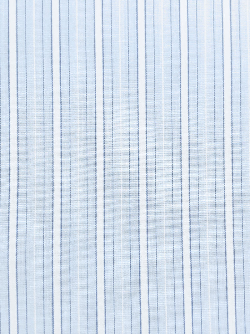 Palest Blue/White 100% Cotton Vertical Stripe Shirting - NY Designer - 58W