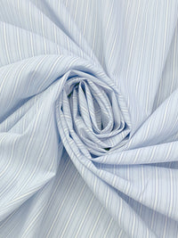 Palest Blue/White 100% Cotton Vertical Stripe Shirting - NY Designer - 58W