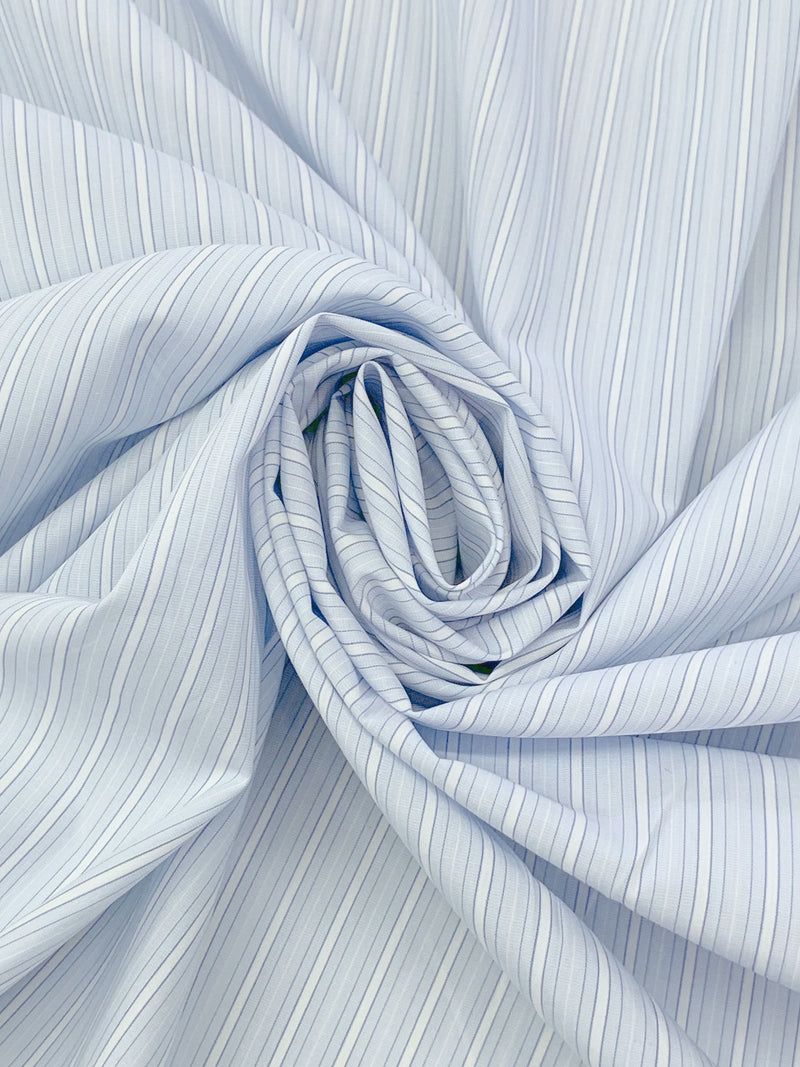 Palest Blue/White 100% Cotton Vertical Stripe Shirting - NY Designer - 58W