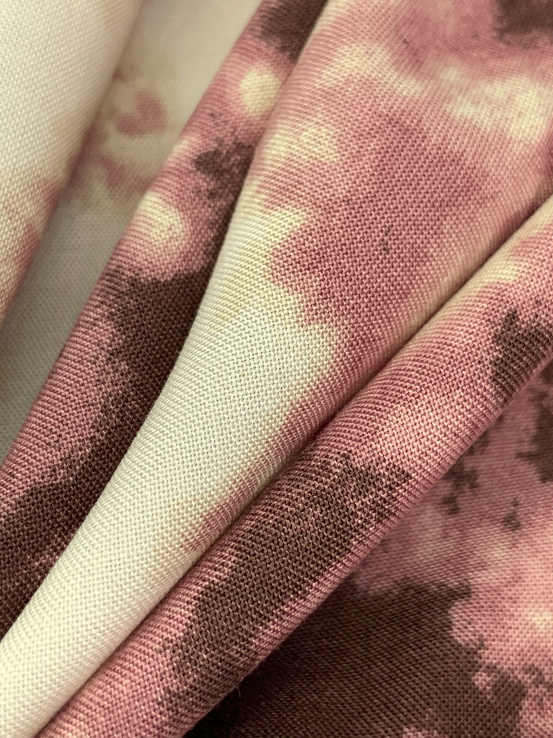 Maroon/Mauve Pink/Cream 100% Rayon Hazy Print Challis 54W