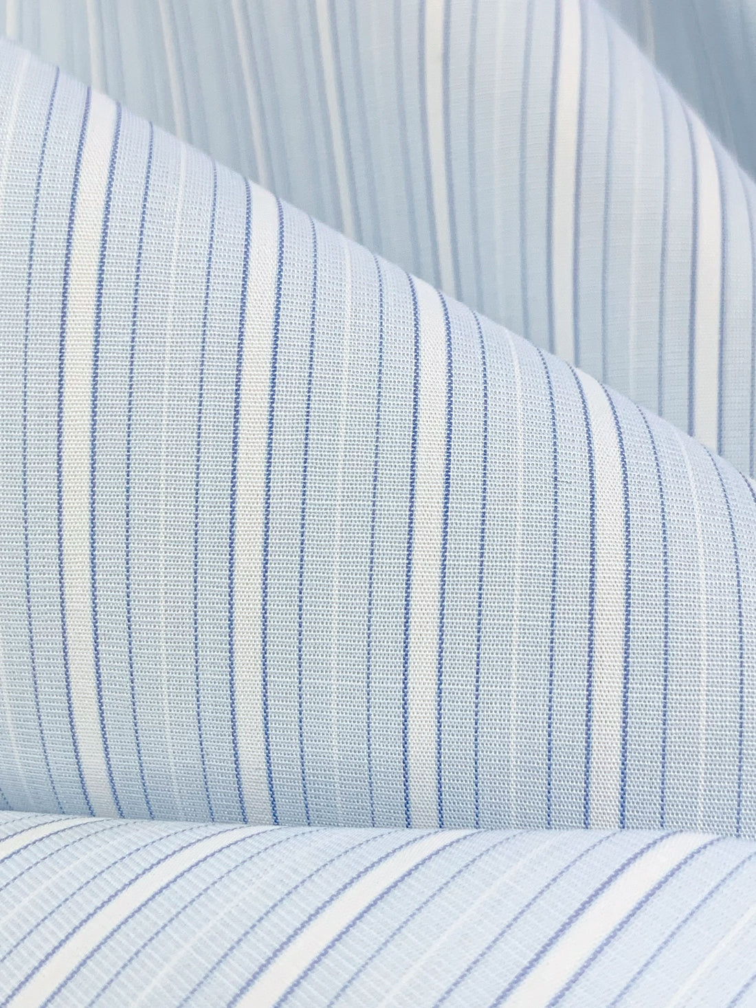 Palest Blue/White 100% Cotton Vertical Stripe Shirting - NY Designer - 58W