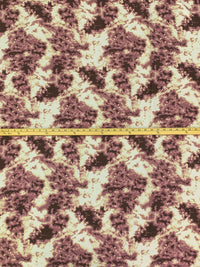 Maroon/Mauve Pink/Cream 100% Rayon Hazy Print Challis 54W