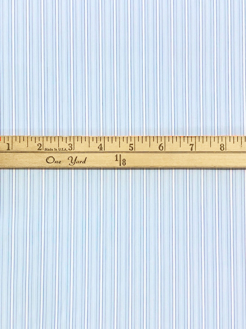 Palest Blue/White 100% Cotton Vertical Stripe Shirting - NY Designer - 58W