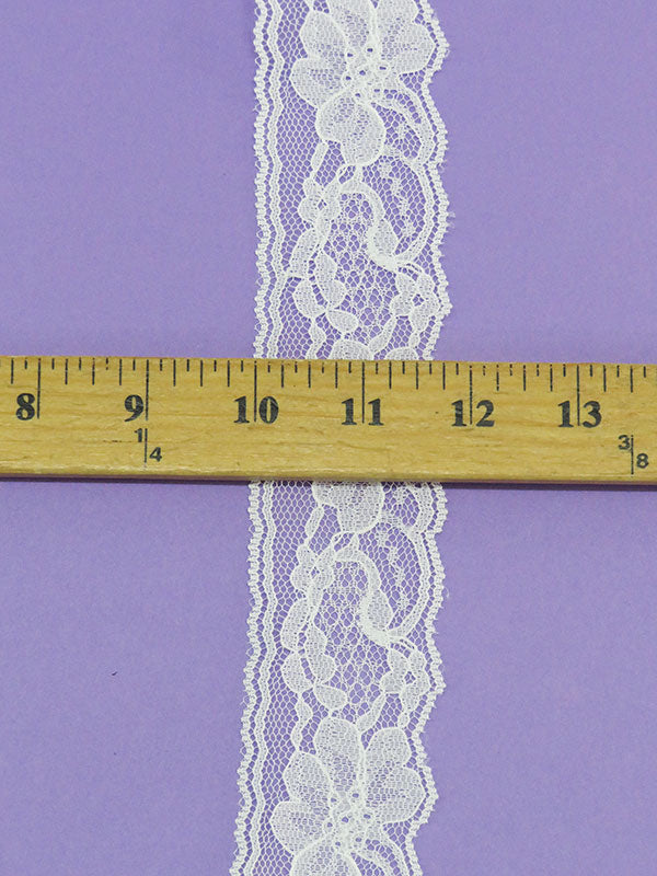 1.75" Daisy White 100% Nylon Floral Scalloped Lace Netting Edging Trim