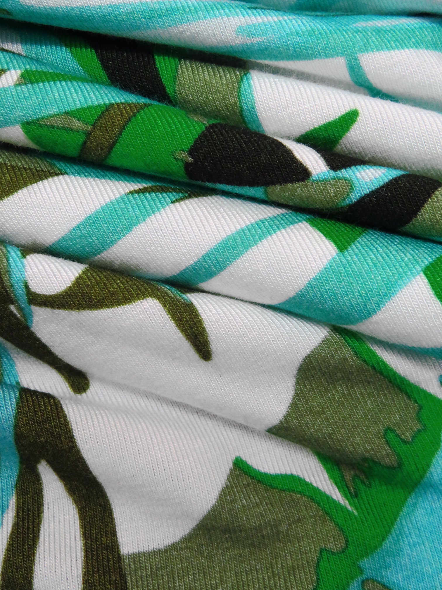 あくーにゃ marka 別注 LINEN TROPICAL FATIGUE Aqua/Army Green/White/Multi Rayon/Lycra Large Tropical Leaf Print