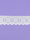 1.25" Ghost White 100% Nylon Embroidered Floral Eyelet-Look Scalloped Lace Trim