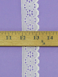 1.25" Ghost White 100% Nylon Embroidered Floral Eyelet-Look Scalloped Lace Trim