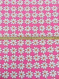French Pink/White/Orange Soda/Black Polyester/Lycra Large Daisy Print DTY Knit 60W