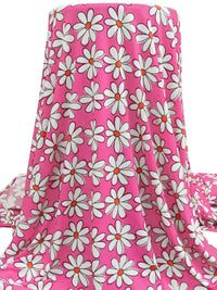 French Pink/White/Orange Soda/Black Polyester/Lycra Large Daisy Print DTY Knit 60W