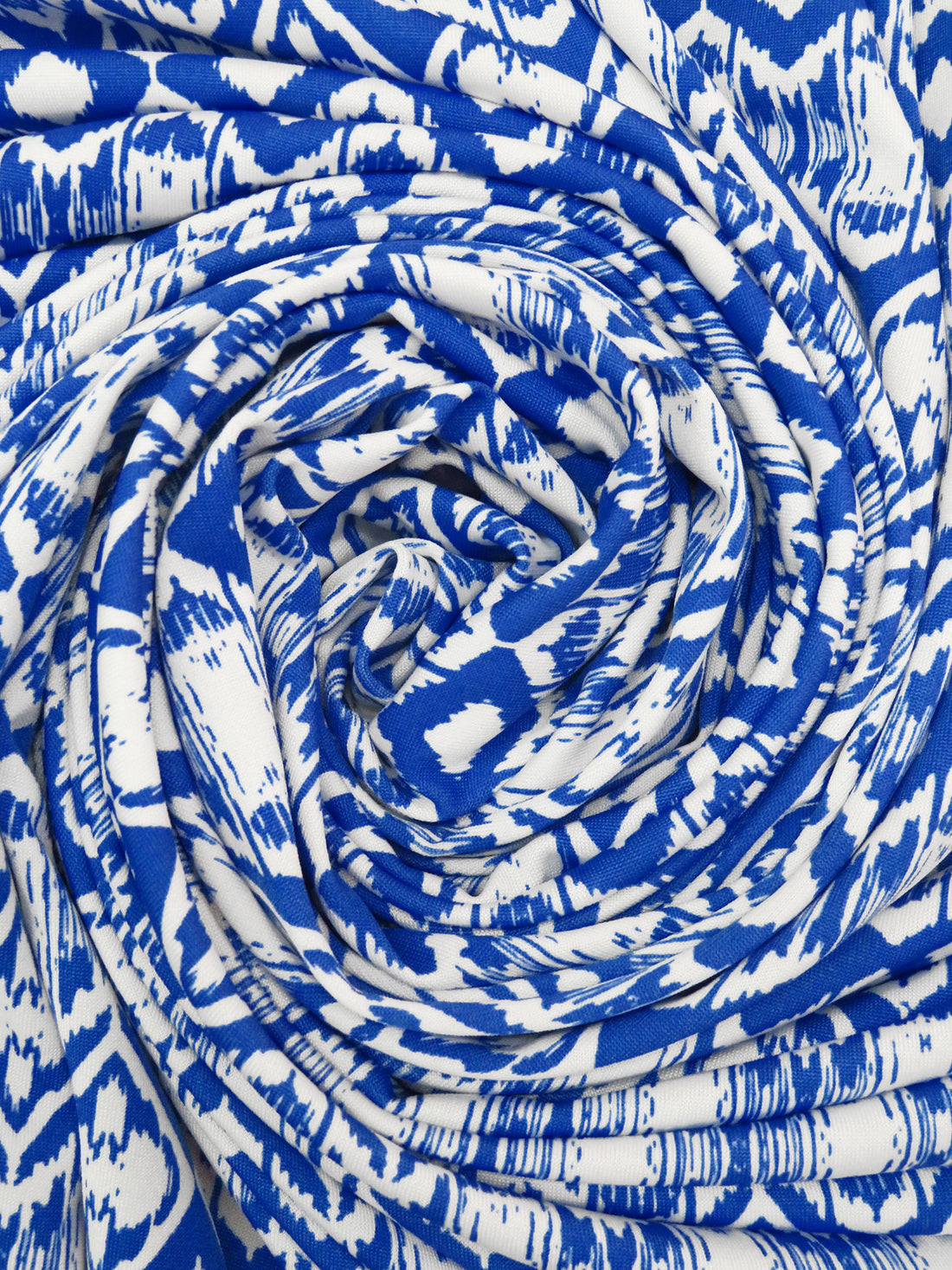 Sapphire Blue/White Polyester/Lycra Abstract Print DTY Knit 61W
