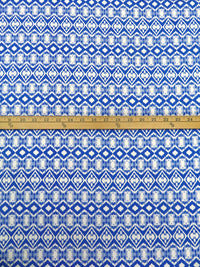Sapphire Blue/White Polyester/Lycra Abstract Print DTY Knit 61W