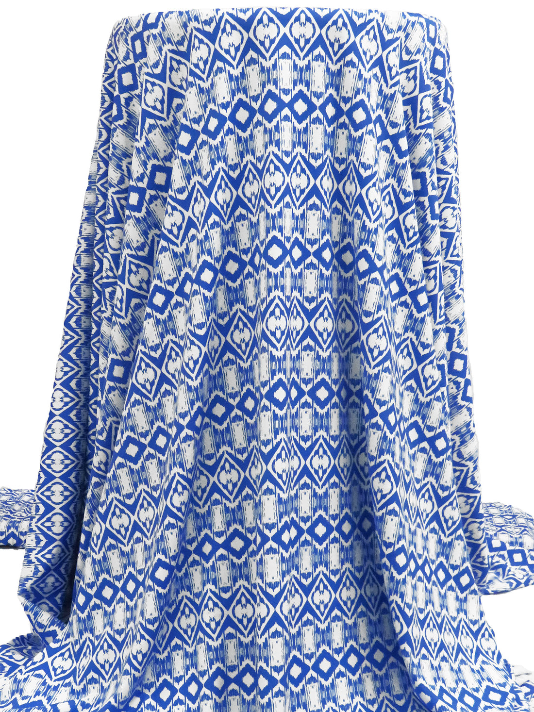 Sapphire Blue/White Polyester/Lycra Abstract Print DTY Knit 61W
