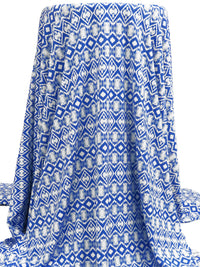 Sapphire Blue/White Polyester/Lycra Abstract Print DTY Knit 61W