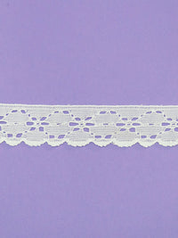 1" Daisy White 100% Nylon Embroidered Floral Eyelet-Look Scalloped Lace Trim