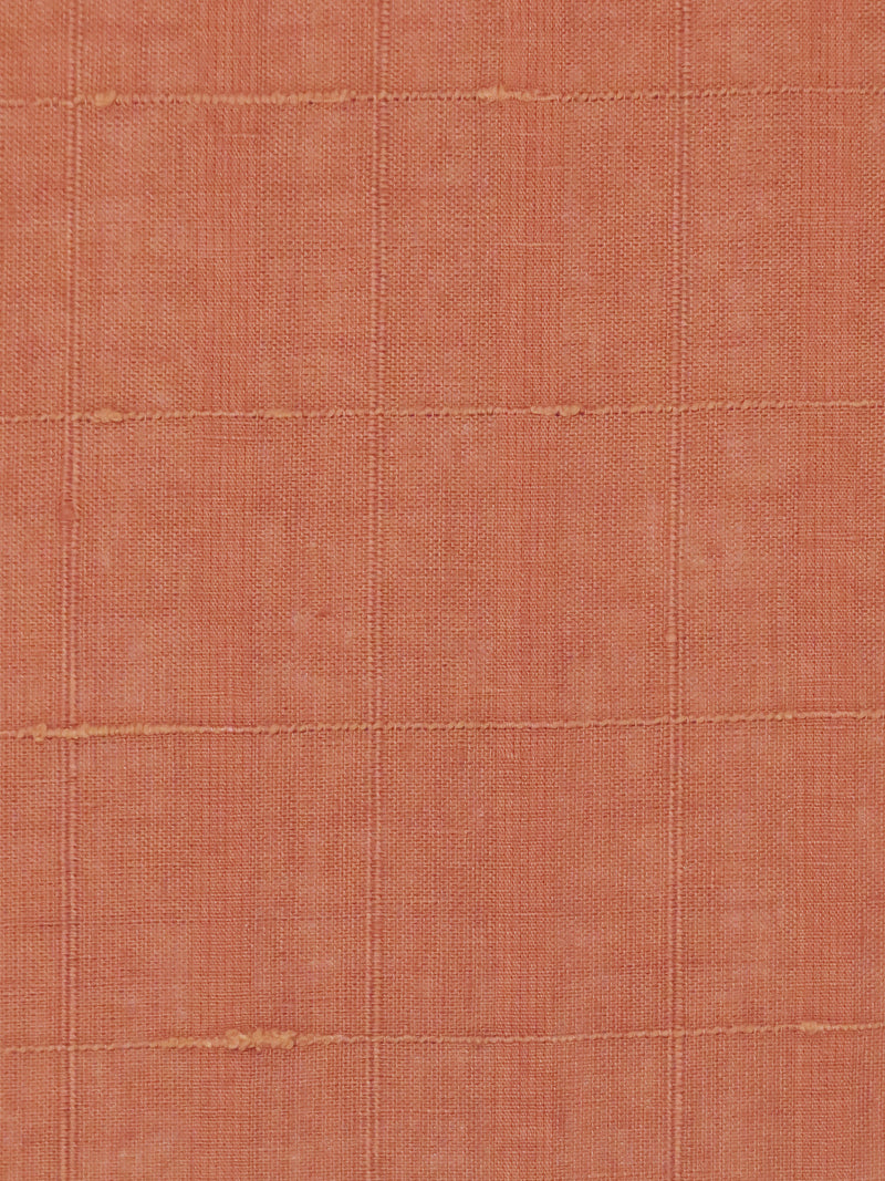 Adobe Orange 100% Linen Leno Plaid Weave Linen 58W