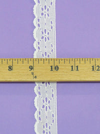 1" Daisy White 100% Nylon Embroidered Floral Eyelet-Look Scalloped Lace Trim