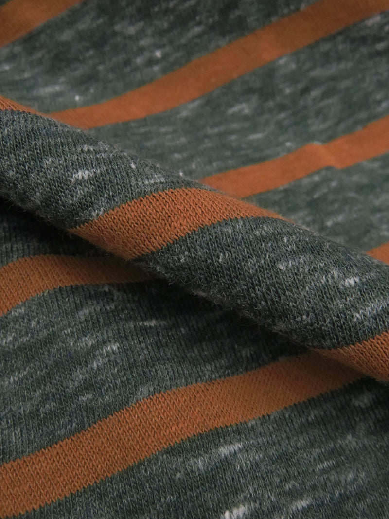 Evergreen Gray/Gingerbread Cotton/Polyester Heathered Horizontal Stripe Weave Tissue Jersey Knit - NY Designer - 62W