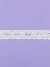 1.25" White 100% Nylon Embroidered Floral Eyelet-Look Scalloped Lace Trim