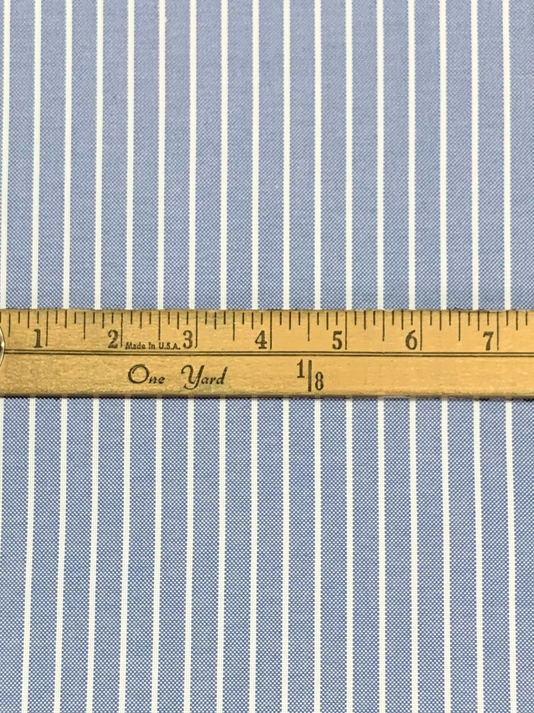 French Blue/White 100% Cotton Vertical Oxford Stripe Shirting 59W