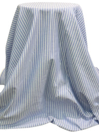 French Blue/White 100% Cotton Vertical Oxford Stripe Shirting 59W
