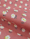 Salmon Pink/White/Sun Yellow/Muted Evergreen 100% Cotton Daisy Print Voile 54W