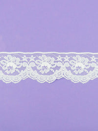 2.25" Soft White 100% Nylon Floral Scalloped Lace Netting Edging Trim