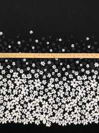 SOLD BY THE PANEL ONLY - Black/Dark Gunmetal/White Rayon/Lycra Cascading Floral Print Jersey Knit 65W