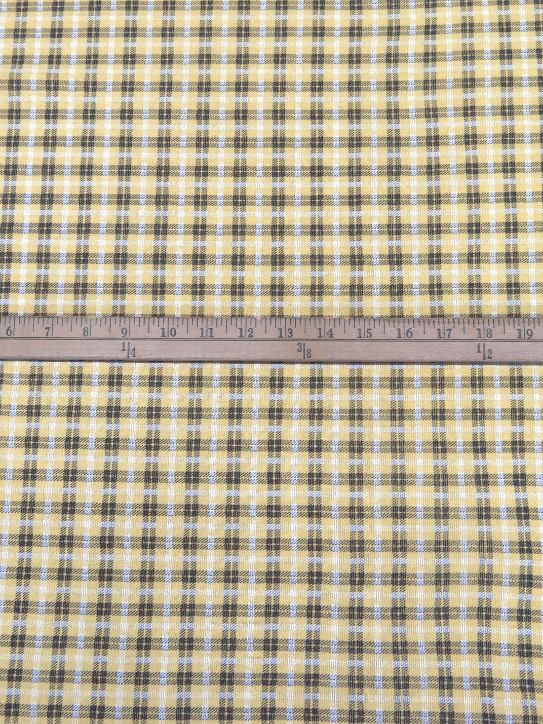 Buff Yellow/White/Dark Gray Polyester/Cotton Plaid Print 1x1 Rib Knit 59W