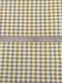 Buff Yellow/White/Dark Gray Polyester/Cotton Plaid Print 1x1 Rib Knit 59W