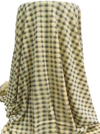 Buff Yellow/White/Dark Gray Polyester/Cotton Plaid Print 1x1 Rib Knit 59W
