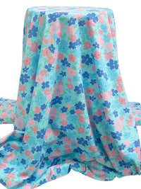 Light Blue/Ruddy Pink/Multi 100% Cotton Heathered Floral Print Jersey Knit 67W