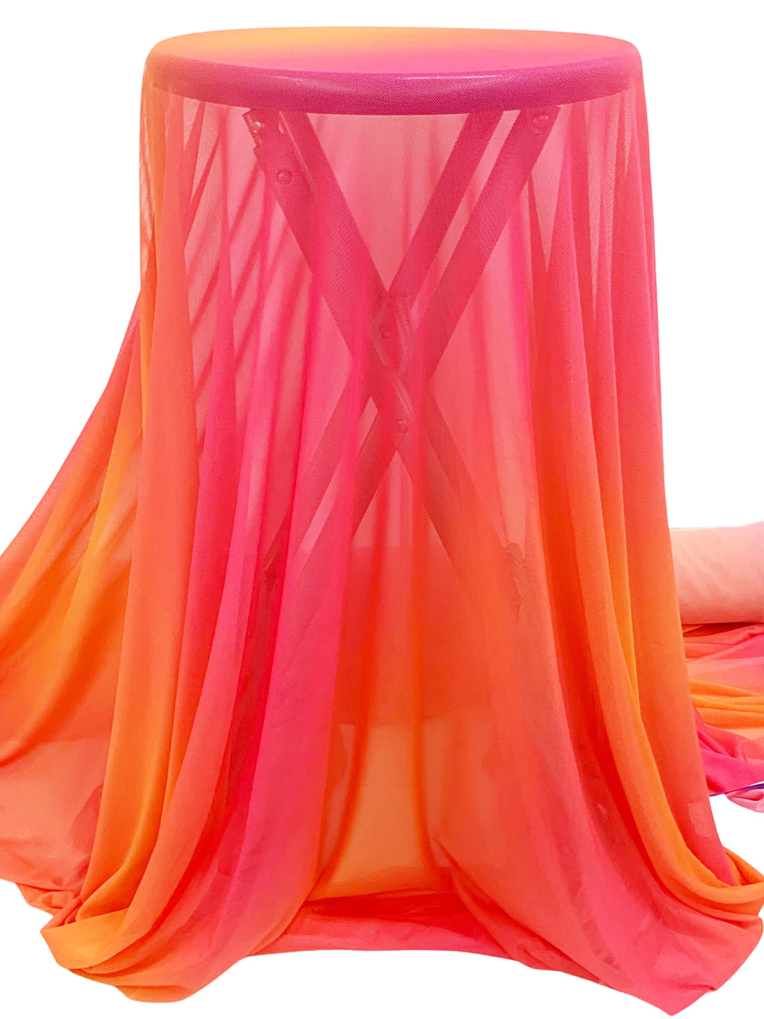 Fiery Rose/Royal Orange Nylon/Lycra Abstract Ombre Print Mesh Knit 60W