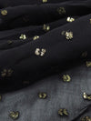 Black/Gold 100% Polyester Foil Printed Swiss Dot Chiffon - Famous Dress Designer - 60W